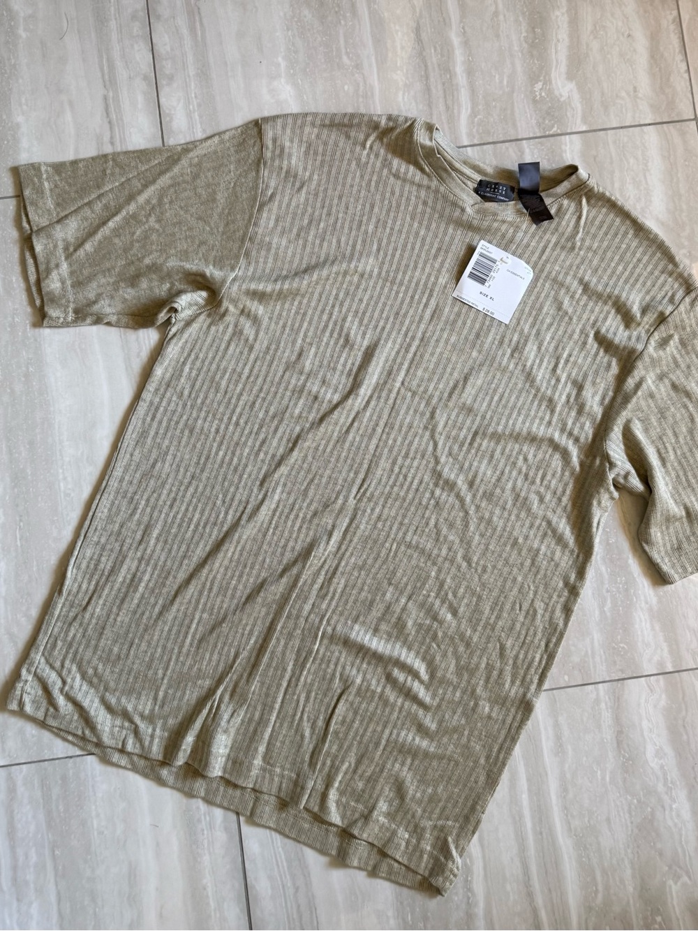 Claiborne XL mens Ribbed Crew Short-Sleeve shirt khaki green tan nwt stretch